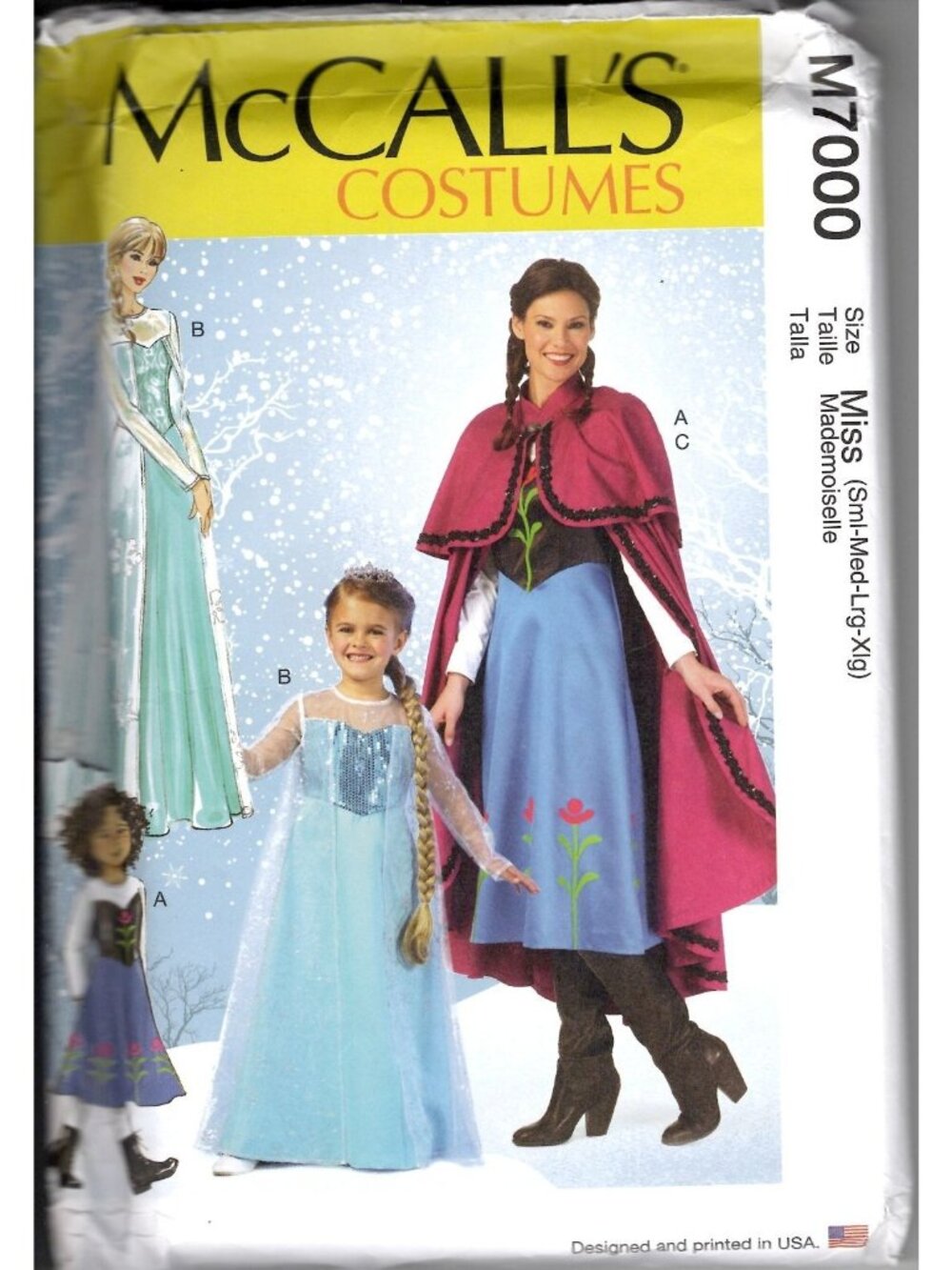 McCalls M7000 Misses S to XL Frozen Elsa and Anna Costume Uncut Sewing Pattern